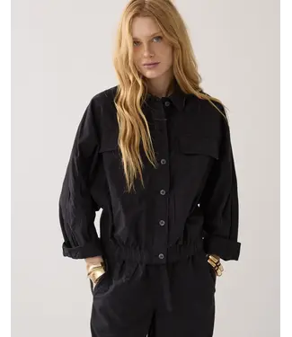 Summum Woman 1s1290-12405/000990-Black  Batwing jacket Breezy cotton canvas