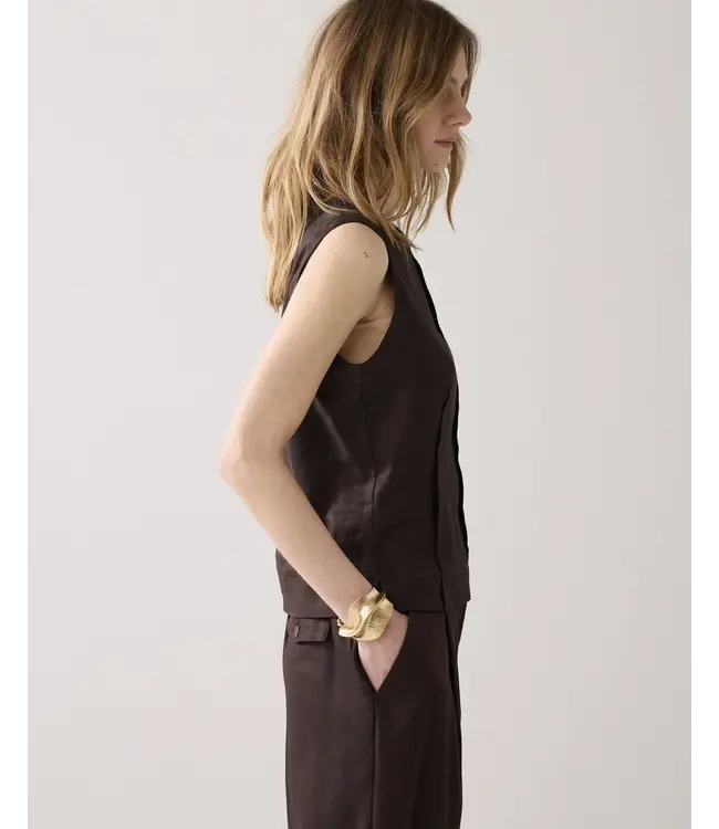 2s3065-11780/000713-Coffee  Top Linen blend