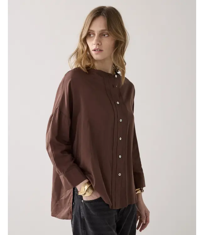 2s3403-12370/000713-Coffee  Blouse Viscose cotton