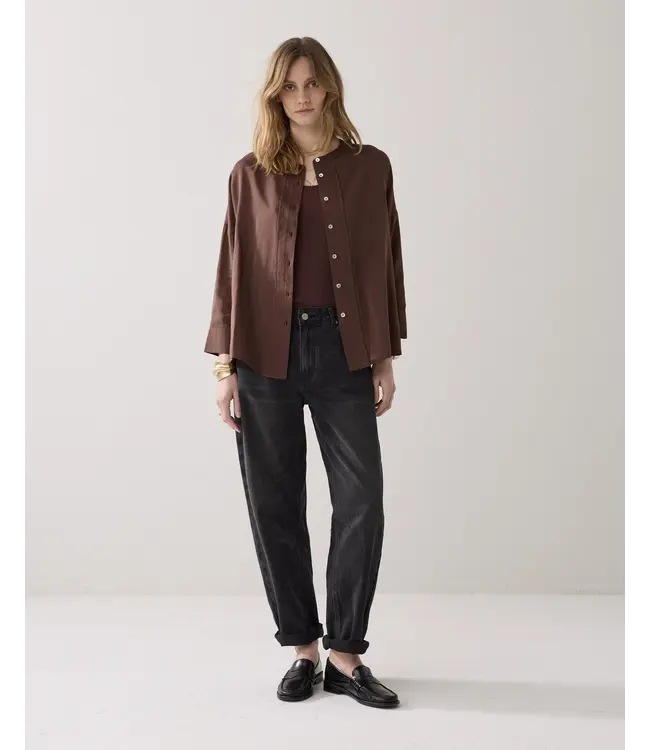 2s3403-12370/000713-Coffee  Blouse Viscose cotton