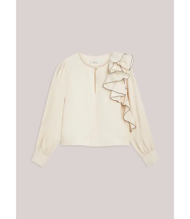 2s3424-12372/000108-Ivoryblack  Top long sleeves Modal linen blend