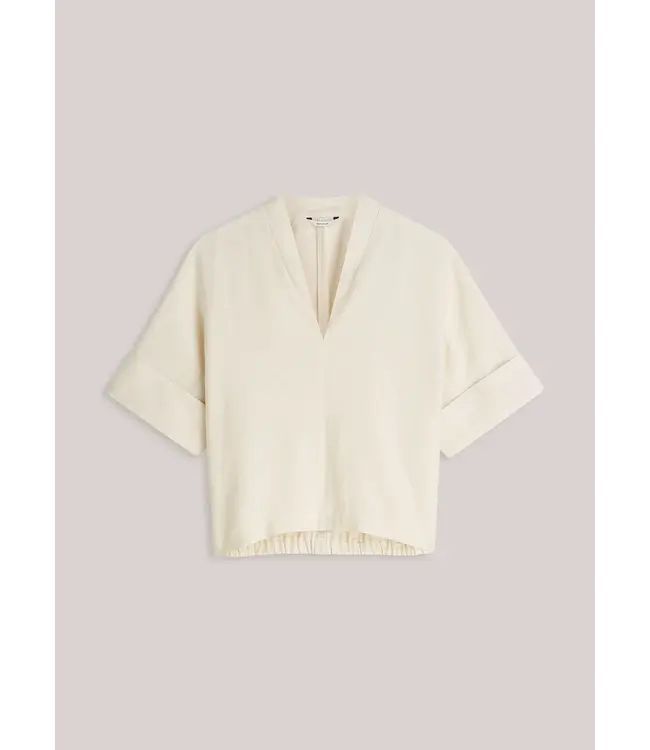 2s3432-12372/000122-Ivory  Top short sleeves Modal linen blend