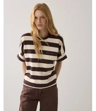 Summum Woman 3s5112-30681/000713-Coffee  Top Big stripe heavy jersey
