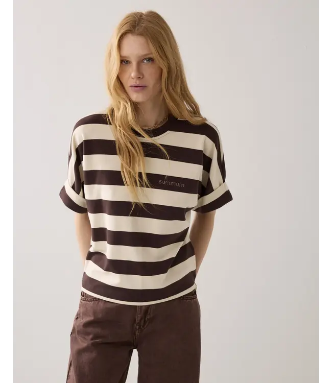 3s5112-30681/000713-Coffee  Top Big stripe heavy jersey