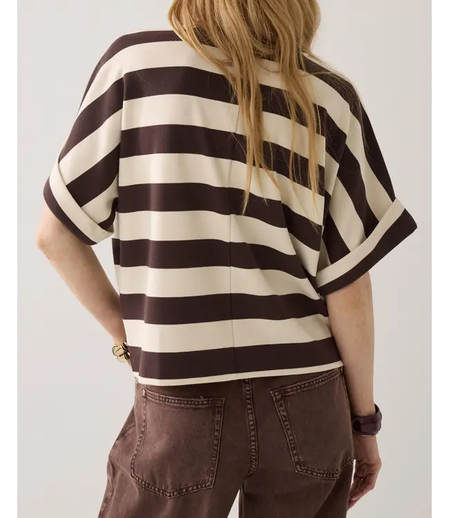 3s5112-30681/000713-Coffee  Top Big stripe heavy jersey