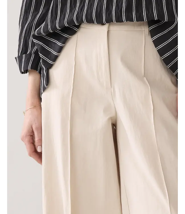 4s2938-12365/000122-Ivory  Trousers wide leg Cotton blend with inseam approx 81cm