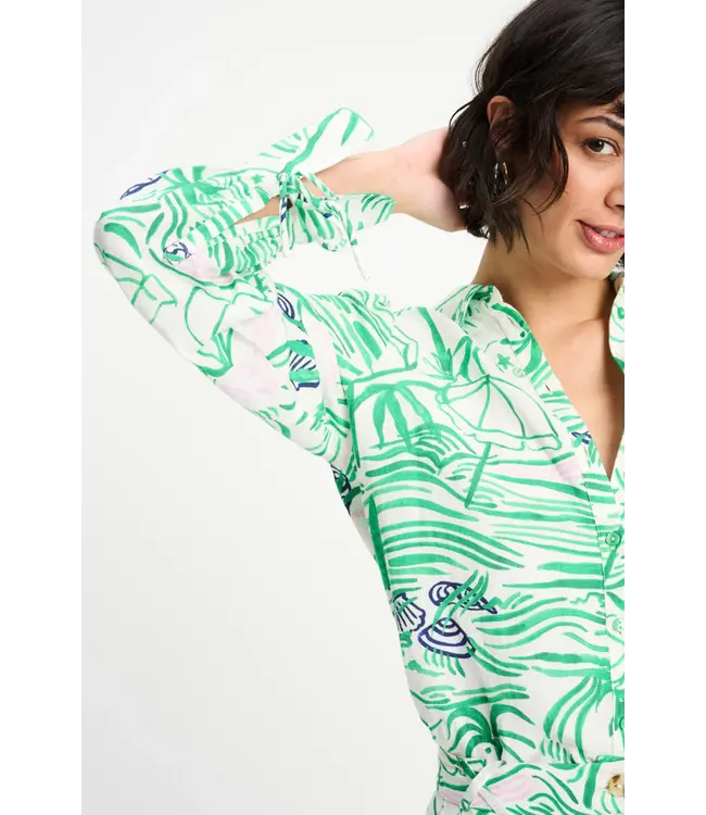 SP9545/Green  BLOUSE - Beach Vibes Linen