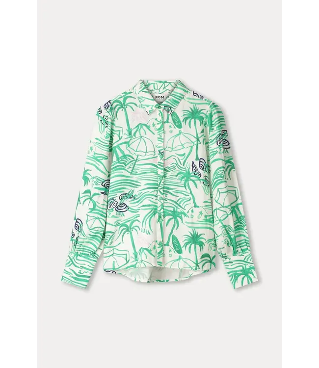 SP9545/Green  BLOUSE - Beach Vibes Linen