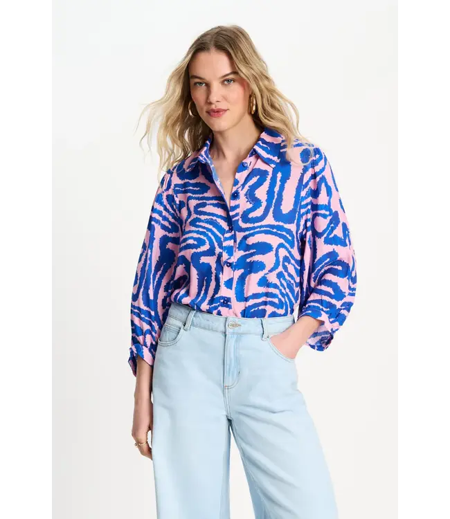 SP9648/MultiColour  BLOUSE - Waves Pink