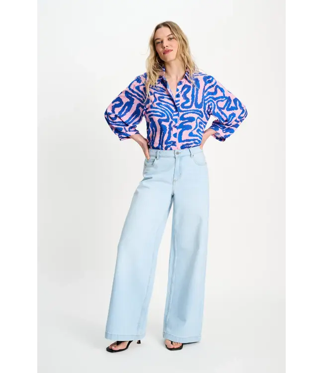 SP9648/MultiColour  BLOUSE - Waves Pink