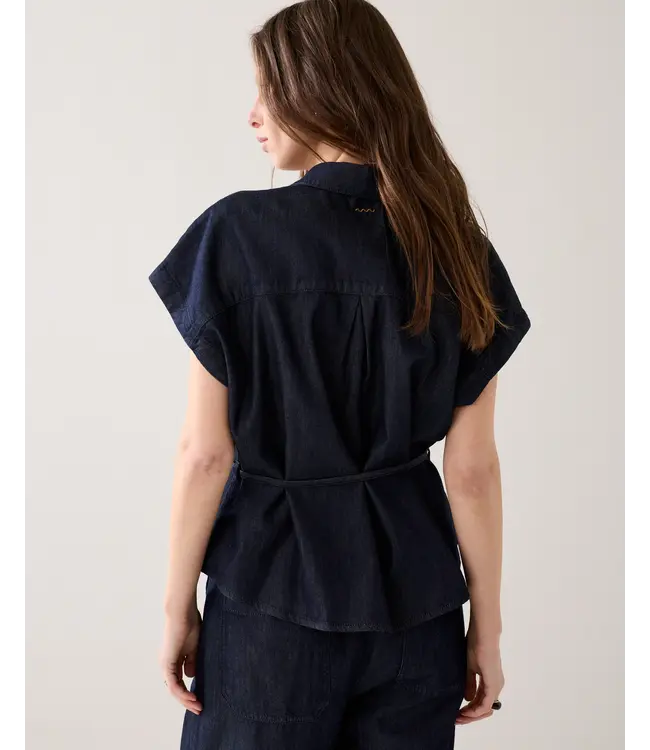 2s3478-5156/000488-DarkBlueDenim  Blouse denim Lw cotton tencel