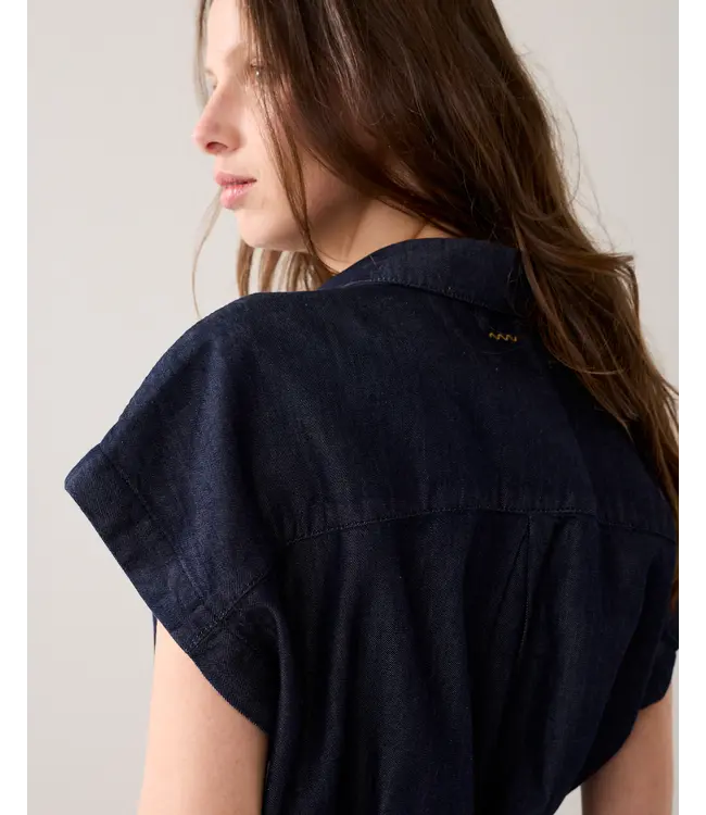 2s3478-5156/000488-DarkBlueDenim  Blouse denim Lw cotton tencel