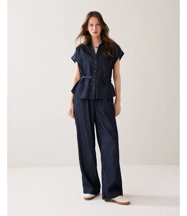 2s3478-5156/000488-DarkBlueDenim  Blouse denim Lw cotton tencel