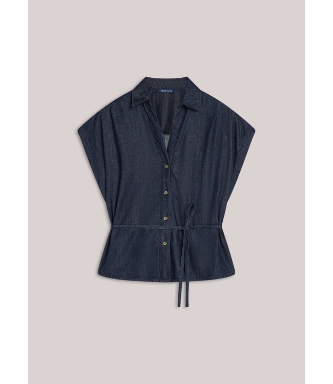 2s3478-5156/000488-DarkBlueDenim  Blouse denim Lw cotton tencel