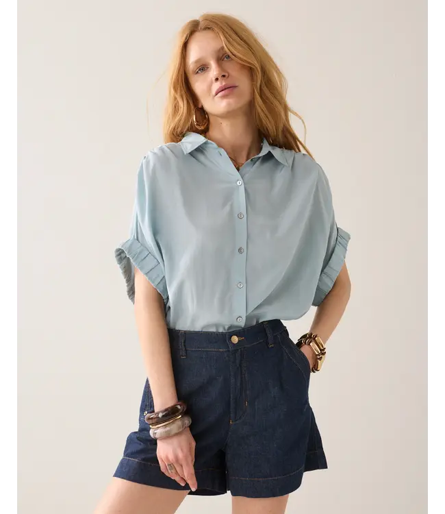 2s3484-12370/000431-GlacierBlue  Blouse short sleeves Viscose cotton
