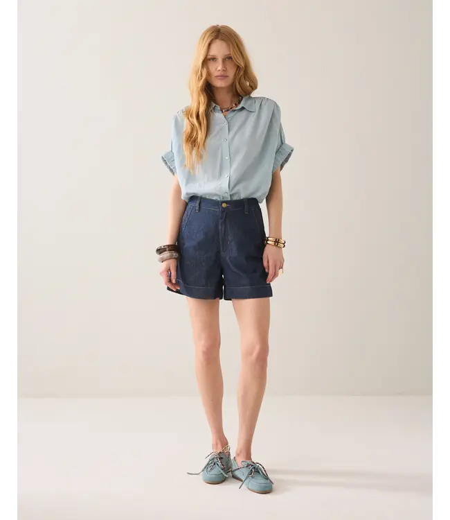 2s3484-12370/000431-GlacierBlue  Blouse short sleeves Viscose cotton