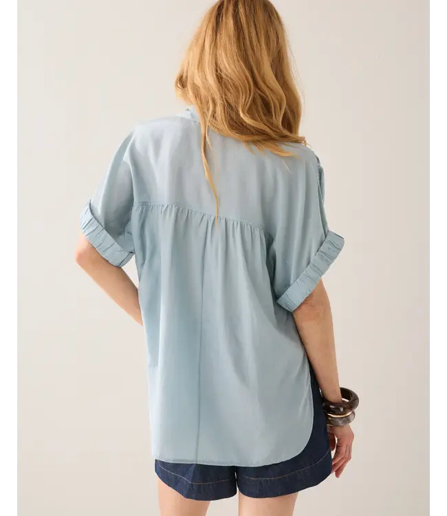 2s3484-12370/000431-GlacierBlue  Blouse short sleeves Viscose cotton