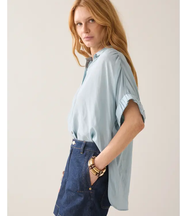 2s3484-12370/000431-GlacierBlue  Blouse short sleeves Viscose cotton