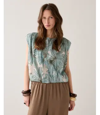 Summum Woman 2s3494-12450/000431-GlacierBlue  Blouse sleeveless Flowers all over