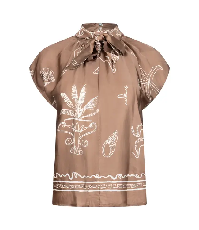 NKS01154-Fango/Offwhite  Noomi Top Print