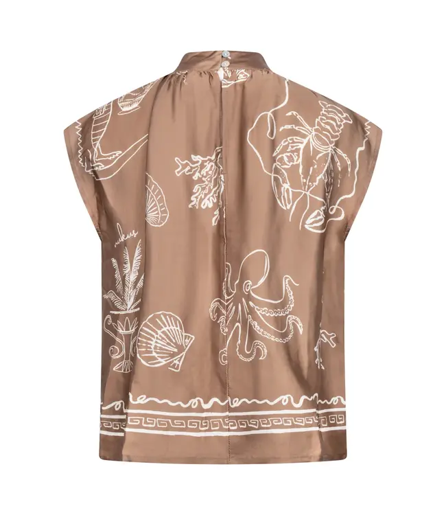 NKS01154-Fango/Offwhite  Noomi Top Print