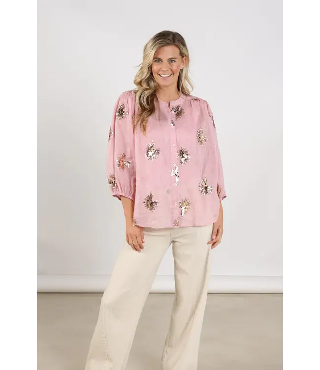 NKS02175-Blush/Gold  Lynn Blouse Paillet
