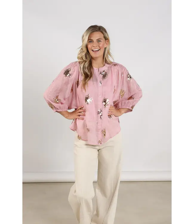NKS02175-Blush/Gold  Lynn Blouse Paillet