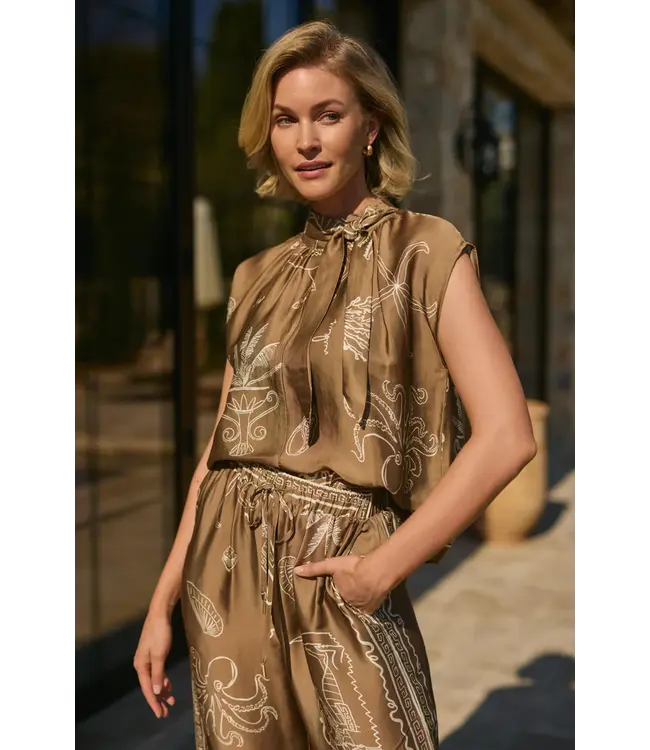 NKS01154-Fango/Offwhite  Noomi Top Print