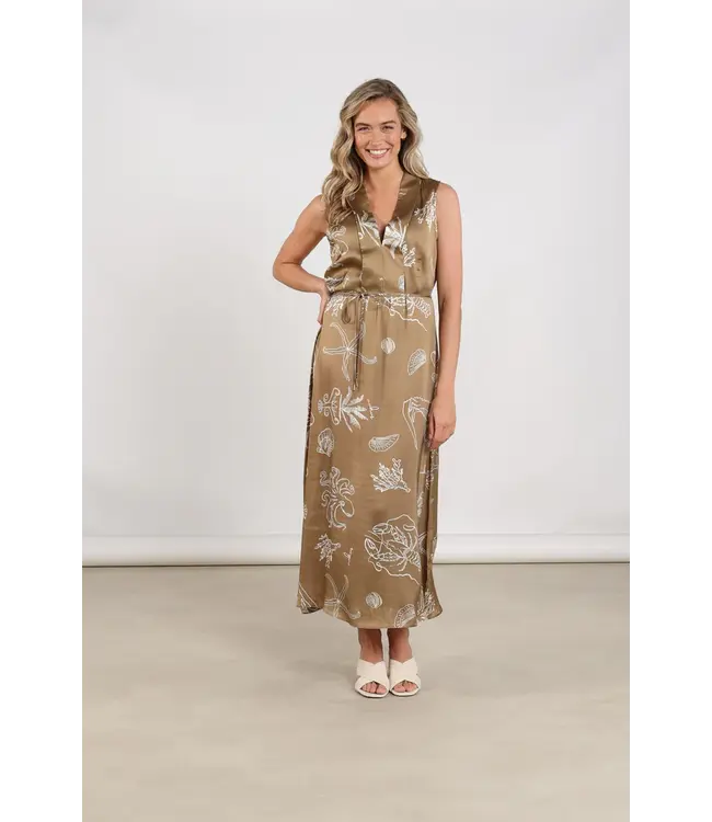 NKS14033-Fango/Offwhite  Violet Dress Print