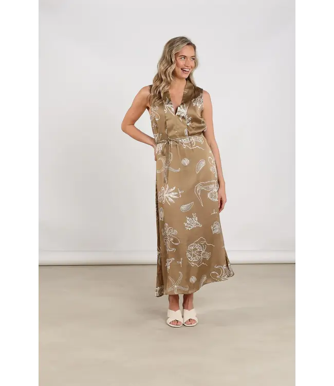 NKS14033-Fango/Offwhite  Violet Dress Print