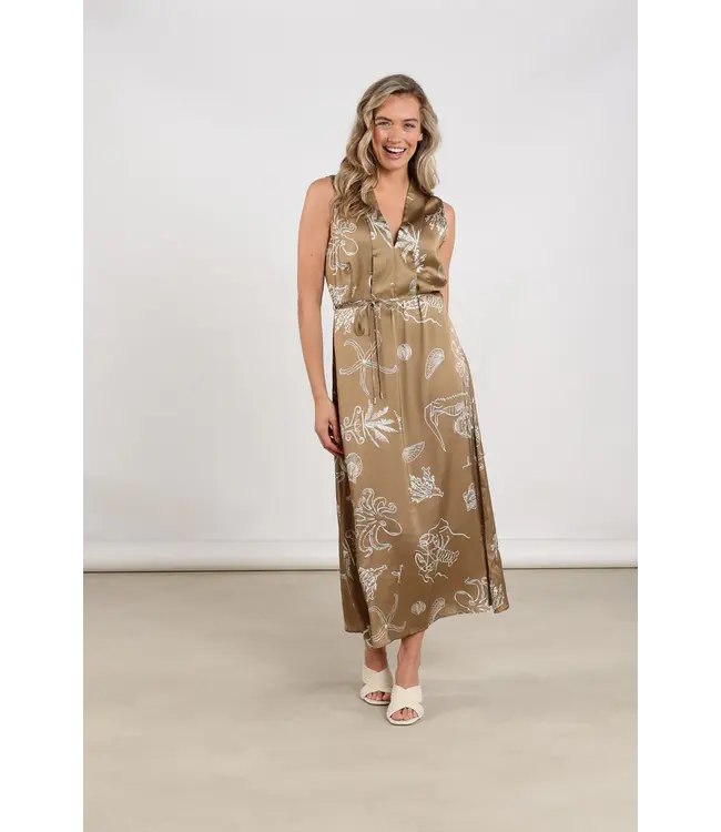 NKS14033-Fango/Offwhite  Violet Dress Print