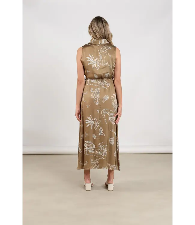 NKS14033-Fango/Offwhite  Violet Dress Print