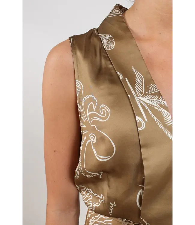 NKS14033-Fango/Offwhite  Violet Dress Print