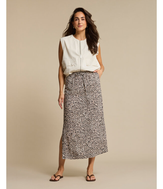SRB4881/pebble  Indie Skirt Linen Leopard