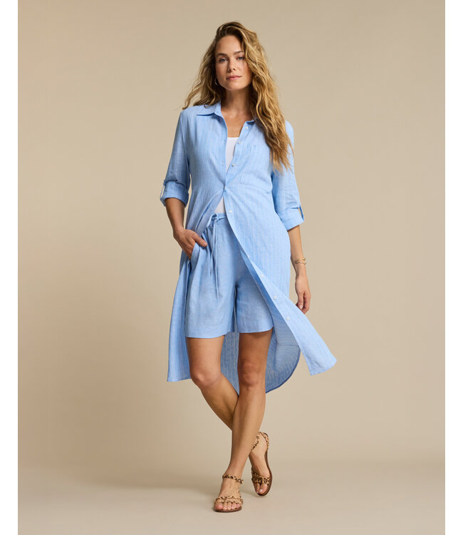SRB4774/LightBlue  Shirtdress Linen/Visco Pinstripe