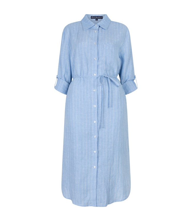 SRB4774/LightBlue  Shirtdress Linen/Visco Pinstripe