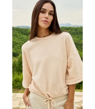 YAYA 01-109120-604/412172  Short sleeve sweatshirt with roll-up and drawcord