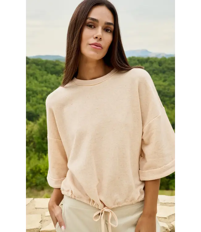 01-109120-604/412172  Short sleeve sweatshirt with roll-up and drawcord