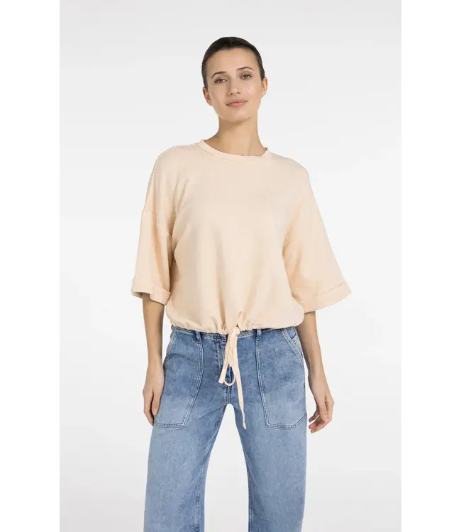 01-109120-604/412172  Short sleeve sweatshirt with roll-up and drawcord