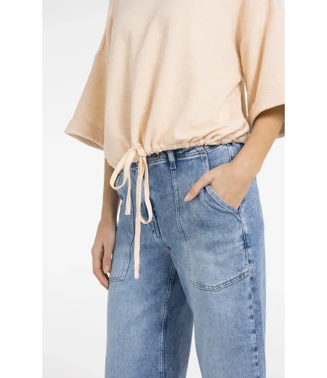 01-109120-604/412172  Short sleeve sweatshirt with roll-up and drawcord