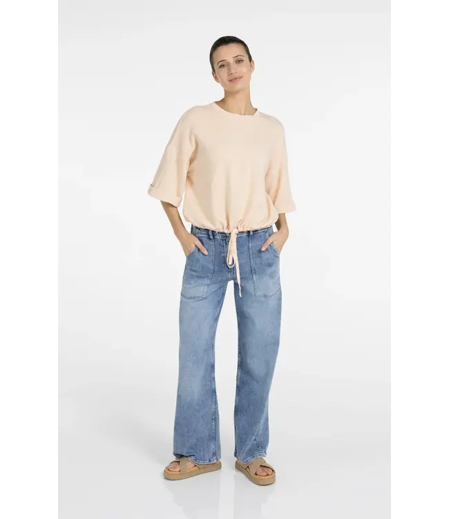 01-109120-604/412172  Short sleeve sweatshirt with roll-up and drawcord