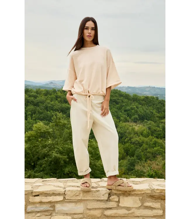 01-109120-604/412172  Short sleeve sweatshirt with roll-up and drawcord