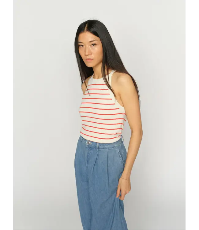 176720/SpicyOrange  MMImanja Caliz Stripe Knit Top