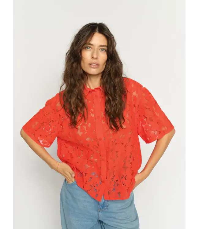 177140/SpicyOrange  MMLia River SS Lace Shirt