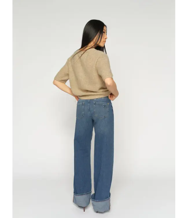 178360/MidBlue  MMDara Turn-up Jeans