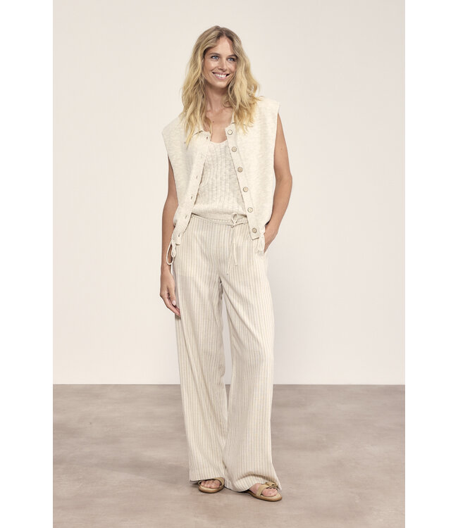 Y05-20-701/006800-Stone  Knitted Sleeveless Cardigan