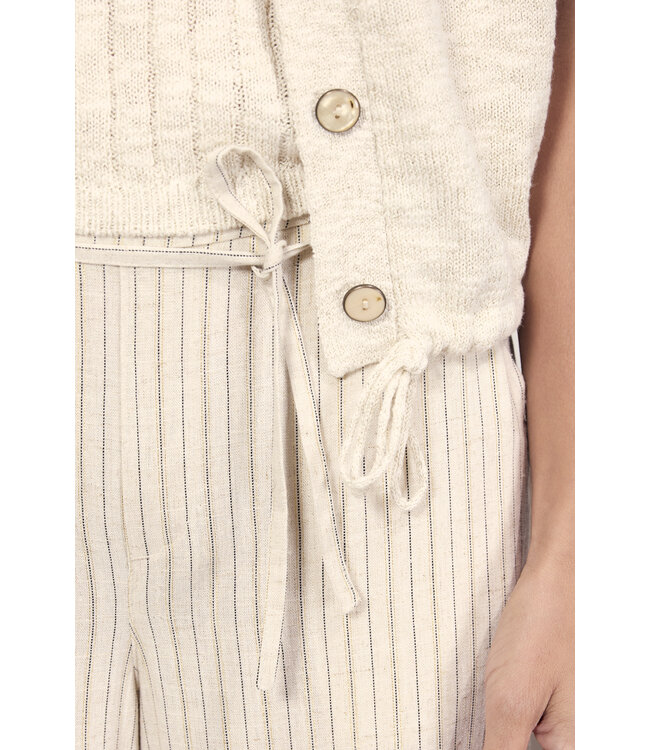Y05-20-701/006800-Stone  Knitted Sleeveless Cardigan