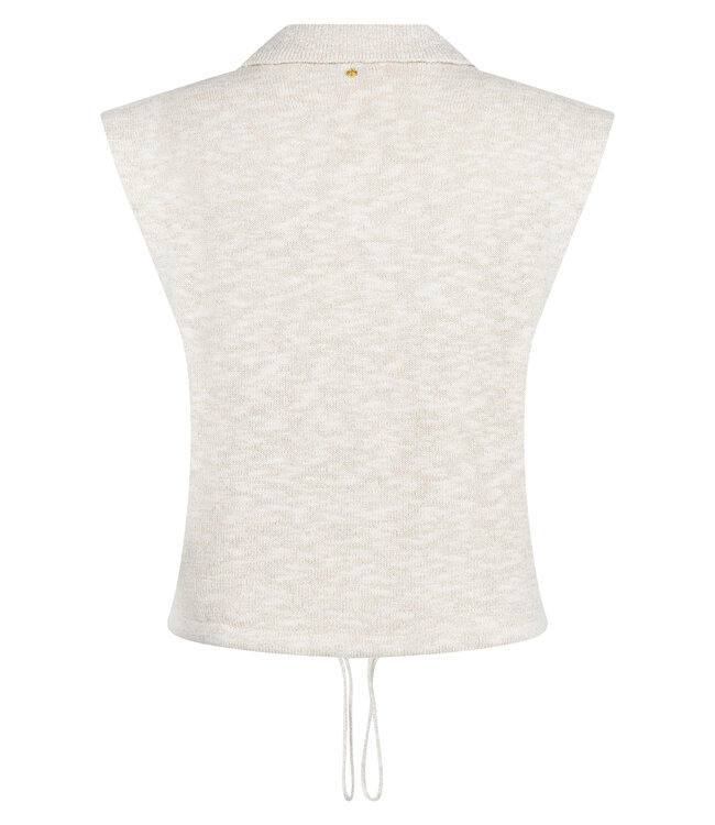 Y05-20-701/006800-Stone  Knitted Sleeveless Cardigan