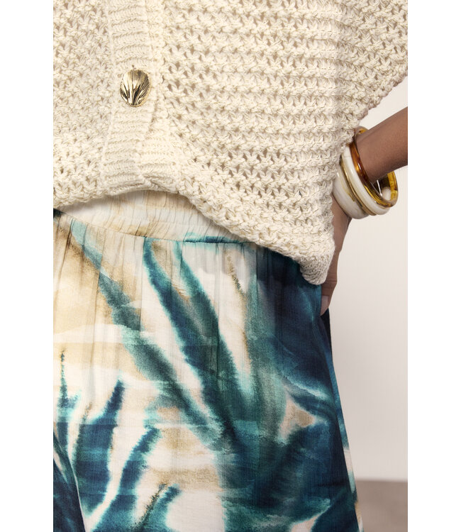 C02-20-701/006800-Stone  Crochet V-Neck Cardigan