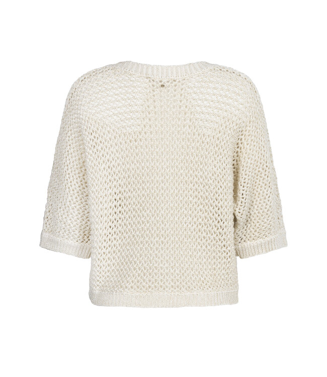 C02-20-701/006800-Stone  Crochet V-Neck Cardigan